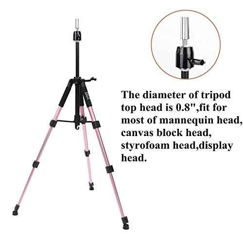 GEXWORLDWIDE GEX 55" Mannequin Tripod Stand Canvas Block Training Doll Manikin Head Wig Stand for Cosmetology Hairdressing (Rose Gold)