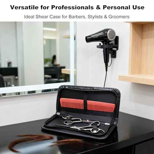 2Pcs Scissor Case Leather Shears Cover for Hairstylists Travel and Hair Stylist Scissors Holder with Zipper Pouch Protective Carrying Bag for Hairdressers Shear Cases for Traveling Hair Tools