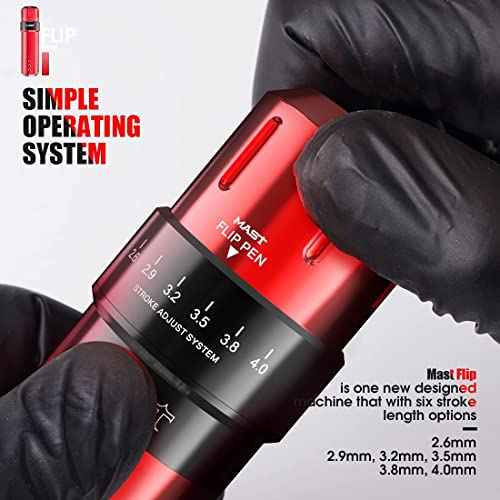 Mast Tattoo Flip Corded & Cordless Tattoo Gun Kit Rotary Tattoo Machine with 6 Strokes 2.6-4.0mm 2 Batteries 20 Needles Complete Tattoo Supplies for Beginner Home Practice & Artists