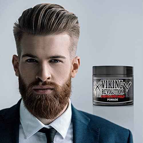 Viking Revolution Extreme Hold Pomade for Men ? Style & Finish Your Hair - Extra Firm,Strong Hold & High Shine for Men¡¯s Styling Support - Water Based Male Grooming Product is Easy to Wash Out, 4oz