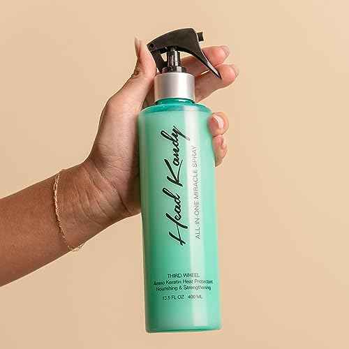 Head Kandy Heat Protectant Spray For Hair | The Third Wheel | Thermal Protection Spray With Amino Keratin | Protects Against Heat Damage, Breakage, Humidity | 13.5 oz