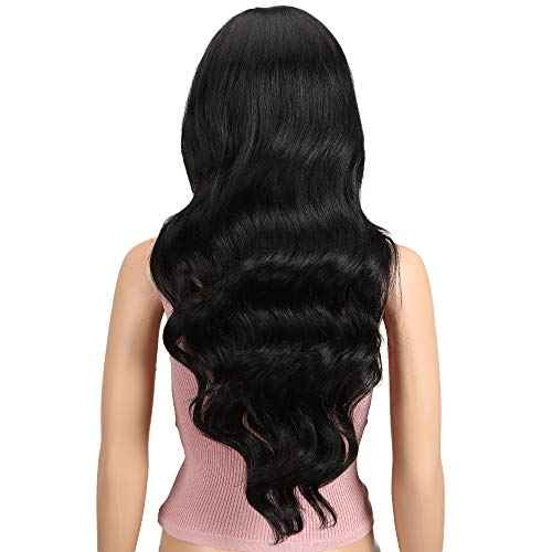 Joedir 26" Big Curly Wavy Supreme Free Parting HD Lace Frontal Wigs With Baby Hair High Temperature Synthetic Wigs For Women 180% Density Wigs(Black Color)