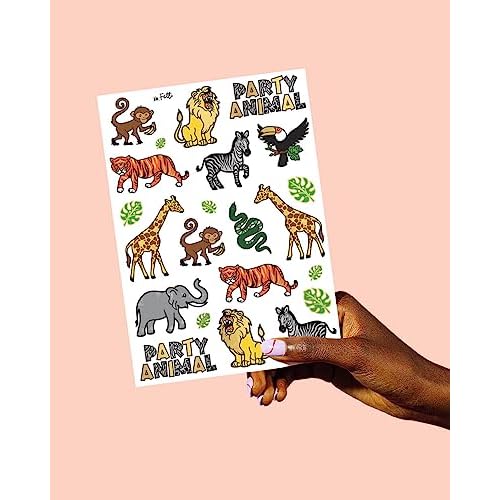 xo, Fetti Jungle Temporary Tattoos for Kids - 30 styles | Zoo, Boys + Girl Craft, Birthday Party Supplies, Baby Shower