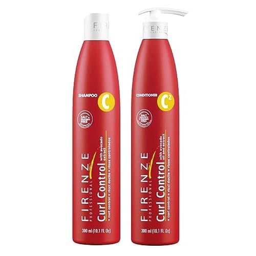 Firenze Professional Curl Control with avocado extract Shampoo, Conditioner and Leave In Cream, Includes Gift bag