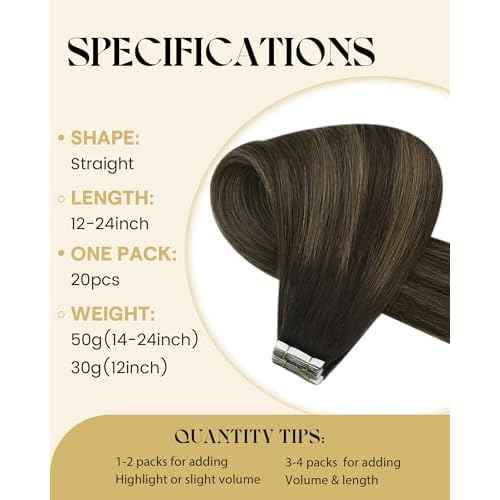 Ve Sunny Tape in Hair Extensions Real Human Hair Invisible Remy Human Hair Straight Tape Ins Double Sided Darkest Brown Ombre Medium Brown Balayage 20 inch 20Pcs 50G
