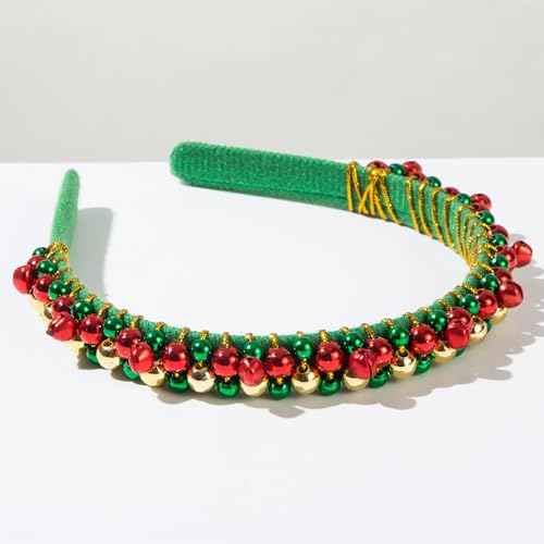 Ever Fairy Christmas Jingle Bell Headbands for Women Girls Lovely Silver Green Red Tone Hair Band Christmas Holiday Jewelry