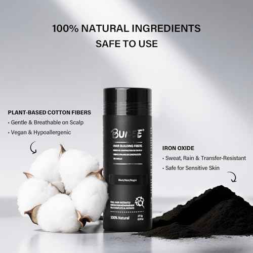 Hair Building Fibers for Thinning Hair for Men Women, 2-in-1 Kit- Enhancements Barber Spray, Thicker Fuller Hair Beard & Hairlines Instantly with Spray Applicator Pump Nozzle, Natural Formula (Black)