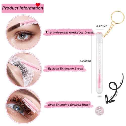 20 Pieces Disposable Mascara Wands Tubes Set Diamond Eyelash Brush Lash Wand Tube Brushes Makeup Tool Eyebrow Applicator Supplies(Pink)