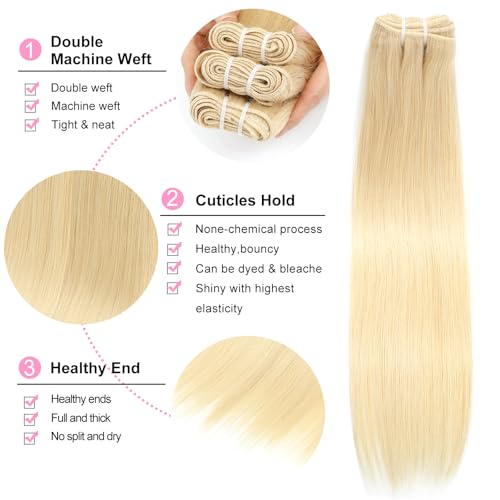 613 Bundles Human Hair 24 Inch 12A Grade 100% Unprocessed Brazilian Virgin Blonde 613 Human Hair Extensions For Women 100g Blonde Bundles Human Hair