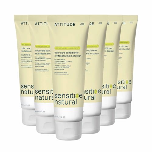 ATTITUDE Hair Conditioner for Sensitive Dry Scalp, Soothing Oat, Protects Color, Naturally Derived Ingredients, Dermatologically Tested, Vegan Detangler, Color Care, 8 Fl Oz (Pack of 6)
