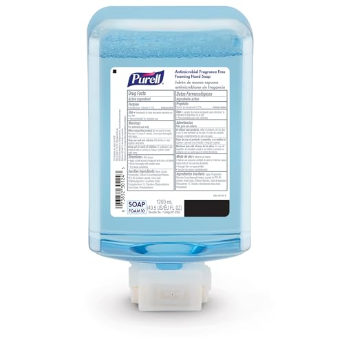 PURELL Foaming Hand Soap, Fragrance Free, E2 Certified, 1200 mL Refill for PURELL ES10 Automatic Soap Dispenser (Pack of 2) ? 8383-02