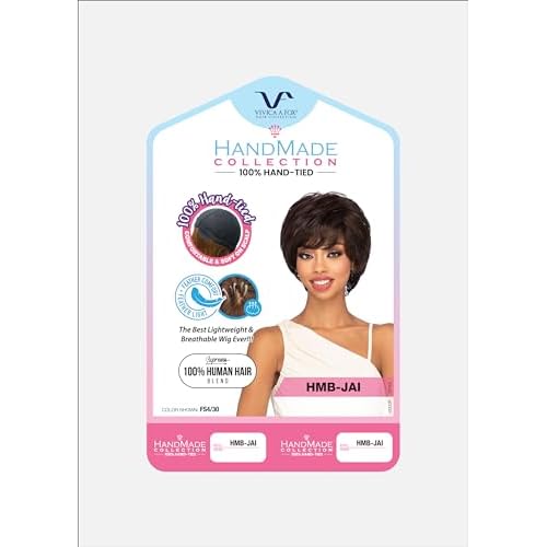 Vivica A. Fox HMB-JAI, Handmade & Hand-tied Wig, Supreme Human Hair Blend, Color 1 Jet Black