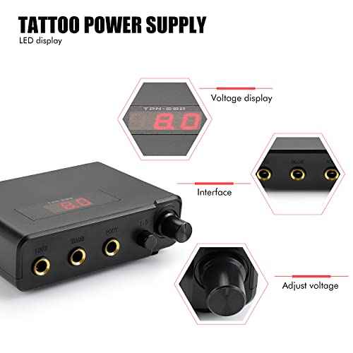 TATELF Rotary Pen Kit Professional Complete Machine Starter Set with 40pcs Cartridge Needles Power Supply Foot Pedal 21 Colors Ink For Beginners & Artists(Red)