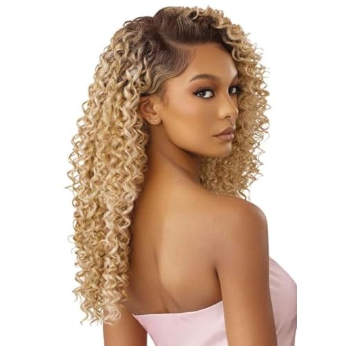 Outre Airtied 100% Fully Hand-Tied Wig - Human Hair Blend - Dominican Curly 22" (DRST MAPLE BROWN)