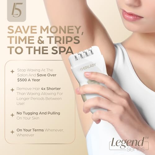 Epilady Legend 5 Rechargeable Cordless Epilator for Women, 56-Tweezer Dual Speed Full Body Hair Removal Device for Legs, Underarms, Bikini & Face, Long-Lasting Smooth Skin, Travel Case Included