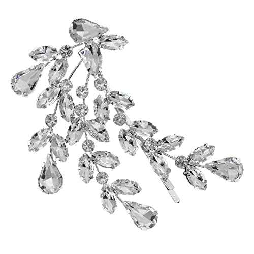 Sither Bridal Crystal Barrette for Wedding Women Crystal Hair Clip Silver Headpiece for Prom Halloween Party Hair Accessories Christmas Gift
