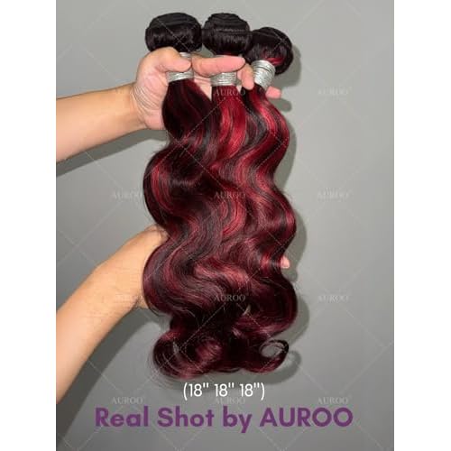 99J Burgundy Highlight Body Wave Single Bundles 24 inch, 12A 100% Virgin Burgundy and Black Colored Human Hair Single Bundles Thick Track Ombre Red 99J Brazilian Quick Wavy Weaves Sew In Remy