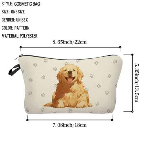 Golden Retriever Makeup Bag Cute Small Organizer Zipper Pouch Golden Retriever Cosmetic Bag Birthday Present for Women Friends -4