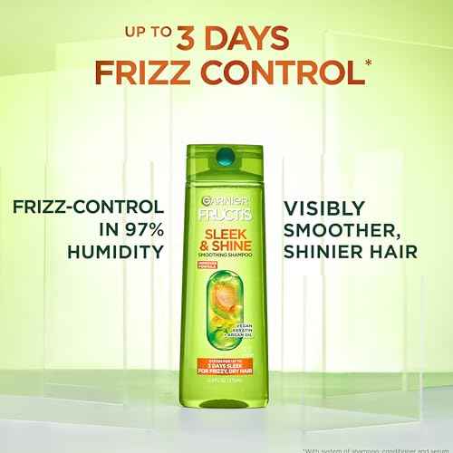 Garnier Fructis Sleek & Shine Shampoo (22 Fl Oz) + Conditioner (21 Fl Oz) Set for Frizzy, Dry Hair, Plant Keratin + Argan Oil (2 Items), 1 Kit (Packaging May Vary)