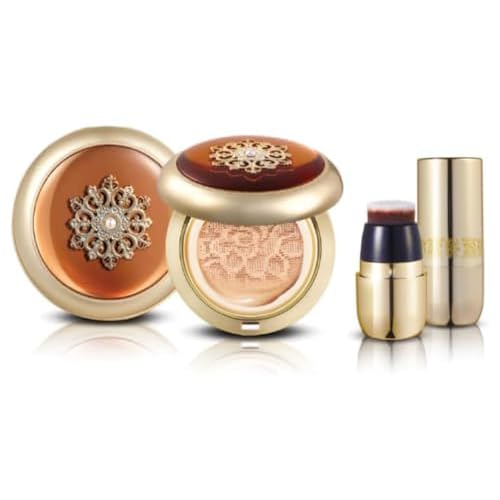 THE WHOO Radiant Essence Cushion Special Set (Main 15g + Refill 15g + Brush + Pouch) No.21 Light Beige, Intensively Hydrating for Moisturizing & Soothing skin. Made in Korea