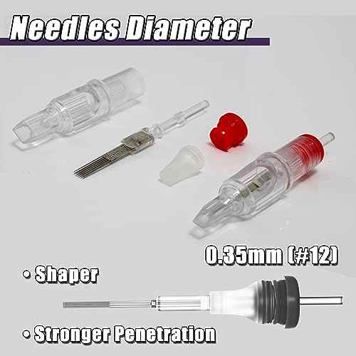 Tattoo Needles Cartridges 20pcs 1205RS Disposable Tattoo Cartridge Needles Round Liner for Beginners or Artists and Rotary Machine