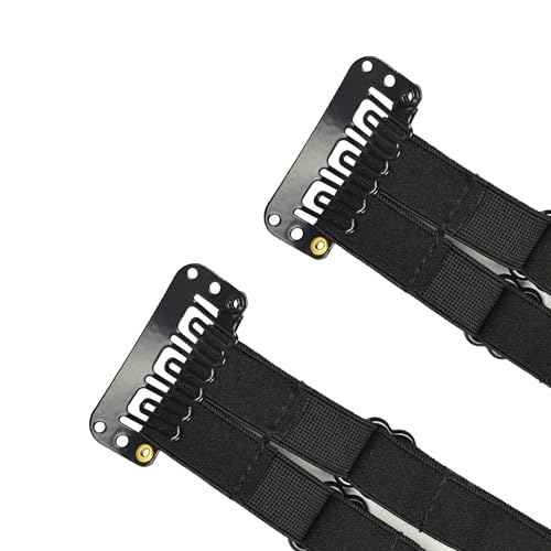 2 Pcs Facelift Bands with Clips Invisible Face Stretching Lifting Strap Adjustable Elastic Band Face Slimming Band (24cm Black Double Bands)
