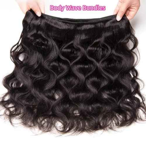 Body Wave Bundles Human Hair Long Brazilian Virgin Body Wave Natural Black Color Can Be Dyed and Styled 3 Weave Bundles Total 300g 20 22 24 Inch