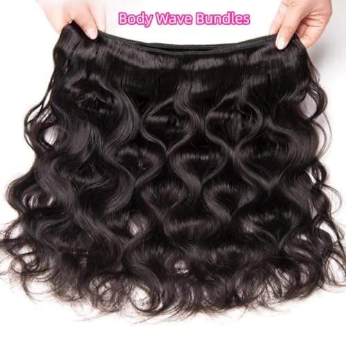 Body Wave Human Hair Long Brazilian Virgin Hair Bundles - Natural Black Color, Can Be Dyed and Styled - 3 Weave Bundles - Total 300g - 22, 24, 26 Inch