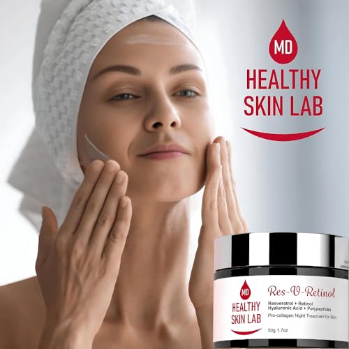 Healthy Skin Lab Res-V-Retinol Resveratrol Face Night Cream, Anti-Aging Neck & D?collet? Moisturizer With Retinol, Hyaluronic Acid, Polypeptides, Hydrates & Brightening, 1.7oz