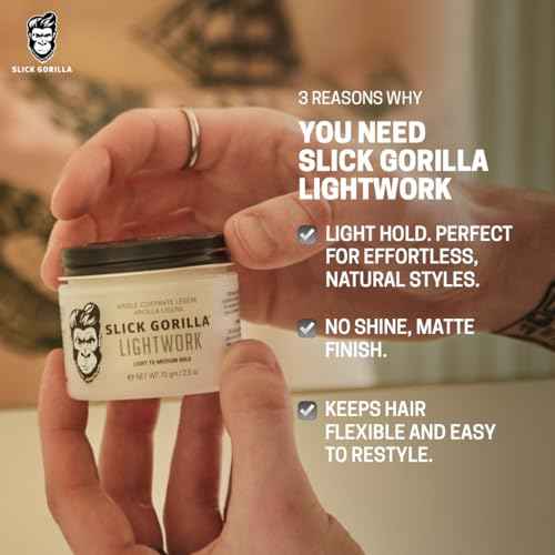 Slick Gorilla Lightwork Matte Hair Clay for Men 2.5 oz | Matte Finish | Flexible Hold | Lightweight Styling Clay | Water-Based | Natural Texture | Non-Greasy Grooming for Everyday Use