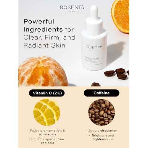 Organics Vitamin C Serum with Caffeine (30ml) ? Hydrating Face Serum for Dark Spots, Acne Scars, Wrinkles ? Brightening & Anti-Aging Facial Care ? Natural Cosmetics ? Made in Germany