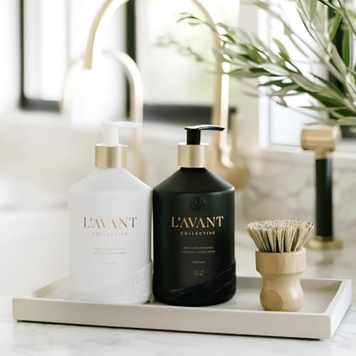 L'AVANT Collective Dish & Hand Soap Duo Fresh Linen | High Performing Formula Luxurious Ingredients for Soft & Smooth Hands & Dishes | 2 Reusable Glass Bottles Kitchen Accessories Home Decor Gifts