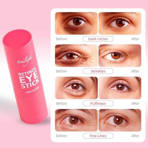 Soulight Retinol Eye Stick, Anti-Aging Eye Cream, Skincare for Wrinkles, Dark Circles, Puffiness - Retinol Eye Balm Moisturizes, Softens & Nourish Skin