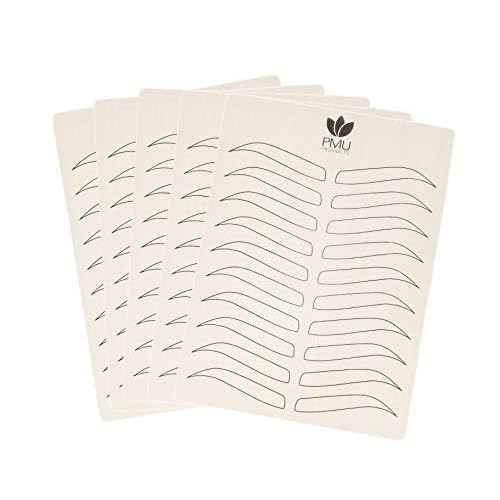 Premium Microblading Practice Skin Double-Sided | Professional Realistic Hairstroke Tattoo Latex | Special Eyebrow Designs For Cosmetic Tattooing (Black - 5 Pack)
