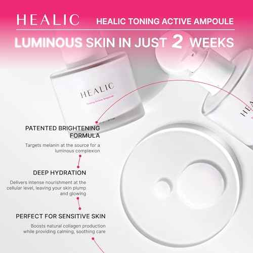 Toning Active Ampoule?Brightening, Hydrating&Soothing with Tranexamic Acid, Niacinamide&Hyaluronic Acid, Dark Spot Correction, Gentle for Sensitive Skin, Korean Skin Care, 50ml/1.69 fl.oz