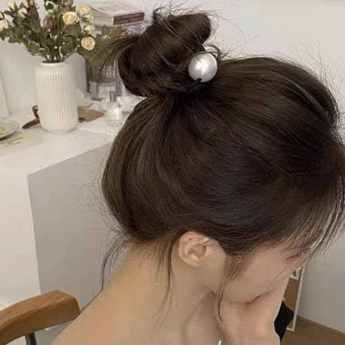 French Pearl Scrunchies - Elegant Elastic Hair Ties and Accessories for Women's Thick Hair, High Ponytails and Girls
