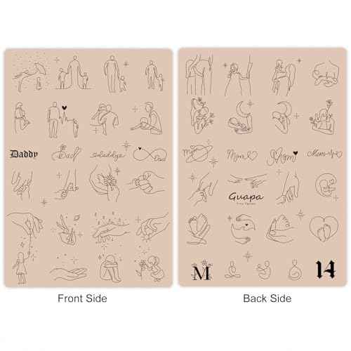 Guapa 1.5mm Silicone Tattoo Practice Skin ? Dual-Sided Pad with Family Designs for Tattoo Training, 14.5x20.5cm Realistic Fake Skin Sheet (Pink-3PCS)