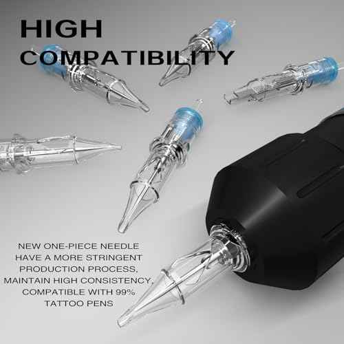BlackBird Tattoo Cartridge Needles # 12(9M1) 0.35 mm Standard Disposable 9 Single Stack Magnum 20 Pcs with Membrane Safety Cartridges for Rotary Tattoo Machine Pen Gun