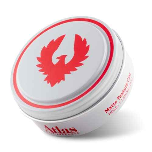 Atlas Matte Texture Clay 2.4 Ounce is a No Shine, Ultra Lightweight, Medium to Firm Hold, Thickening, Texturizing, Separating, Hair Styling and Grooming Product for Men and Women