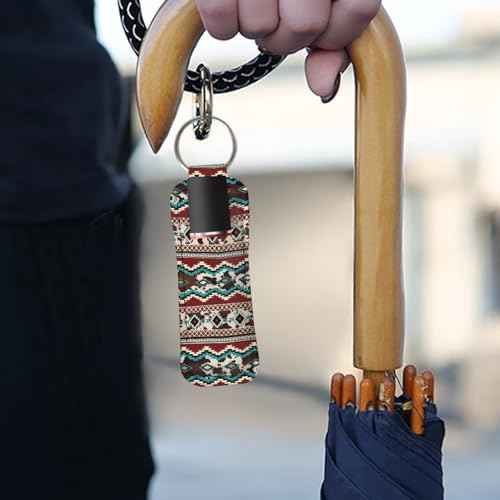 SEANATIVE 5 Pcs Lipstick Keychain Holder Lip Balm Holder Keychain Clip on Sleeve Chapstick Lip Gloss Holder Travel for Women