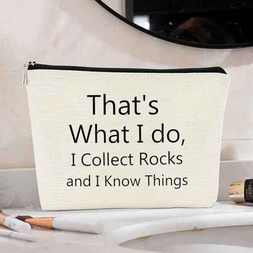 Geology Makeup Bag Rock Collecting Bag for Women Zipper Pouch Rock Lover Gifts for Geologist & Geology Teacher Rock Collectors Bag