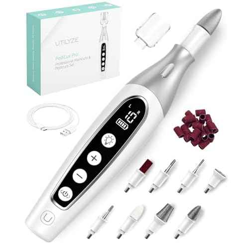 PediLux Pro Professional Manicure Pedicure Kit, Cordless Electric Nail File Drill Set, Thick Toenail Grinder, Toe Nail Dremel Tools, Filer, Buffer, Sander, Remove Cuticles, Callus for Men & Women