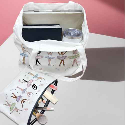 Christian Gifts for Women Dancer Girls Canvas Bag Makeup Bag Set Inspirational Dance Gifts Grocery Cosmetic Bags