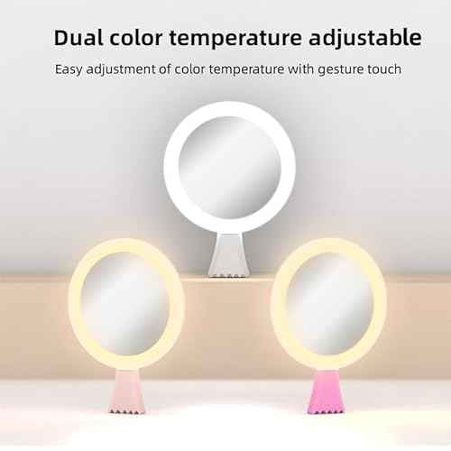 PIXIADORE LED Lighted Compact Mirror£¬Cute Portable Travel Purse Makeup Mirror for Halloween Christmas New Year Party Gift(White-Lightning)