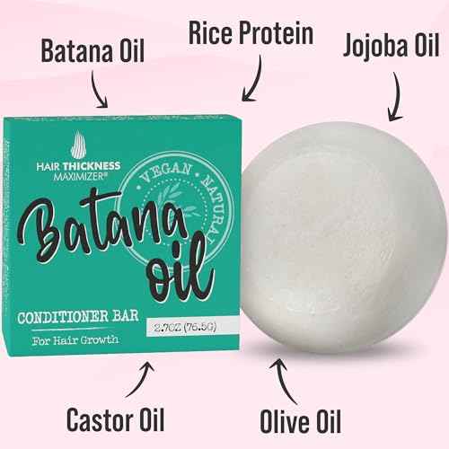 Batana Oil for Hair Growth Conditioner Bar. Eco Friendly, Vegan, Color Safe, pH Balanced. Solid Conditioner Bar Equal To 3 Liquid Bottles. Zero Plastic, USA Made, Strengthening & Dry Hair Relief