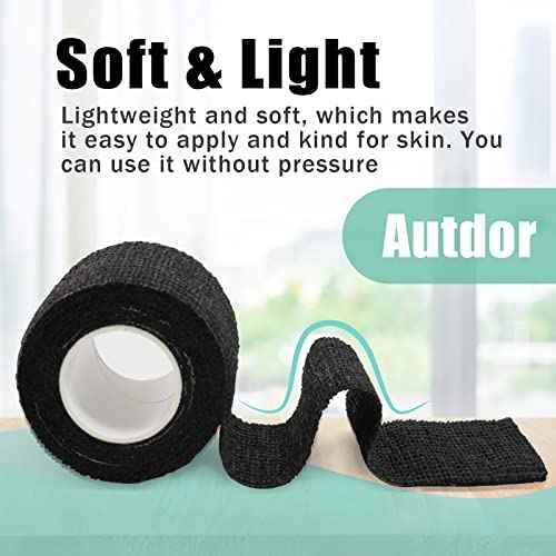 Tattoo Grip Cover Wrap - 8Pcs 2" x 5 Yards Disposable Cohesive Tattoo Grip Tape Wrap Black Elastic Bandage Rolls Self-Adherent Tape for Tattoo Machine Grip Tube Accessories, Sports Tape