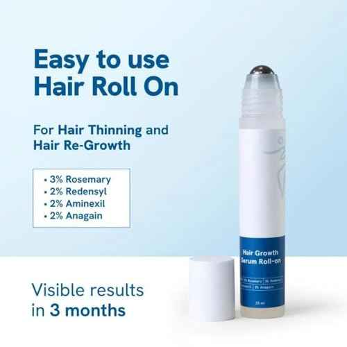 2 Pack Be - Bodily' Wise 3%-Rosemary 3%-RedensyI & 2%-Anagaln Hair & Beard Growth Serum Roll On |Thicker+Stronger |Prevents Hair Fall & Stimulates Hair Follicles|for All Hair Types| Women & Men