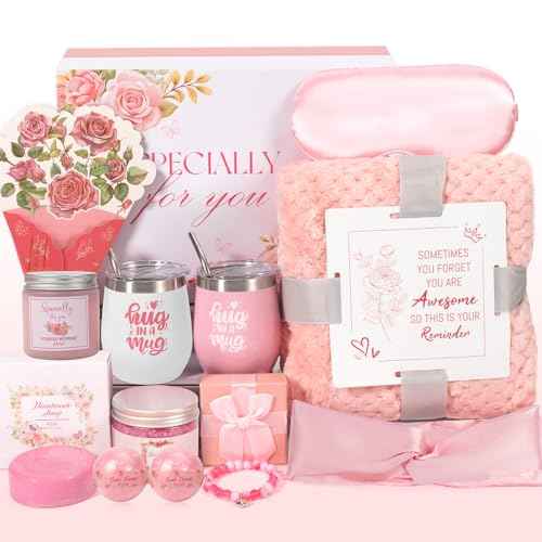 Birthday Gifts for Women,Self Care Set ,Get Well Soon Gift Baskets, Relaxing Rose Spa Gift Basket ,Care Package for Women, Unique Christmas Mom Gifts for Her Girlfriend Sister Friend Wife Grandma