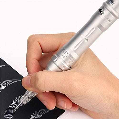 Tattoo Permanent Makeup Pen Machine Kit With 15pcs Needles Microblading Supplies (Silver) USS-A951