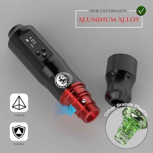 Tattoo Gun Kit, Wormhole Tattoo Kit Wireless Tattoo Machine Kit with 1,600 mAh Capacity Wireless Power Supply Digital LED Display Tattoo Pen Kit WTK279